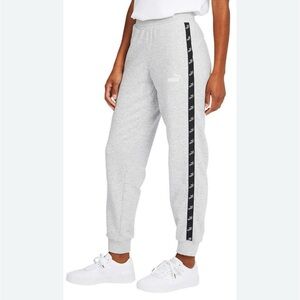 Puma Heather Gray Joggers with Black Logo Stripe